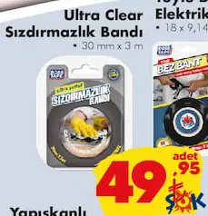 BOSS TAPE ULTRA CLEAR SIZDIRMAZLIK BANDI 30 MM X 3 M BOSS TAPE ULTRA CLEAR SIZDIRMAZLIK BANDI 30 MM X 3 M
